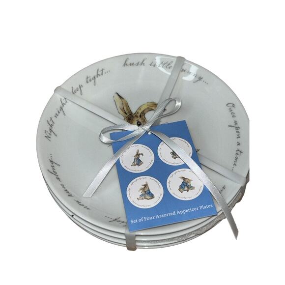 Beatrix Potter PETER RABBIT Easter Bunny Porcelain Appetizer Plates (4) New - Picture 1 of 11